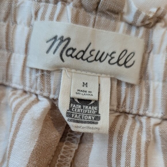 Madewell Linen Blend Striped Cropped Wide Leg Pants - Picture 4 of 5